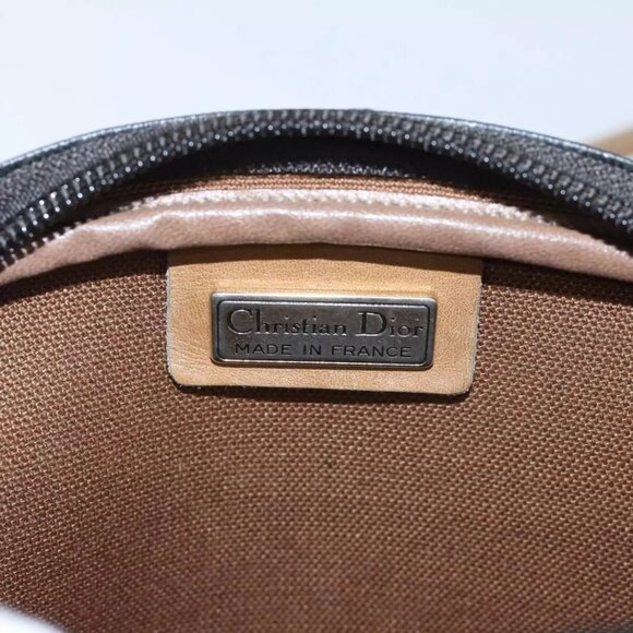 Christian Dior Honeycomb Canvas Shoulder Bag PVC Leather Black Auth 90814 - Picture 10 of 16